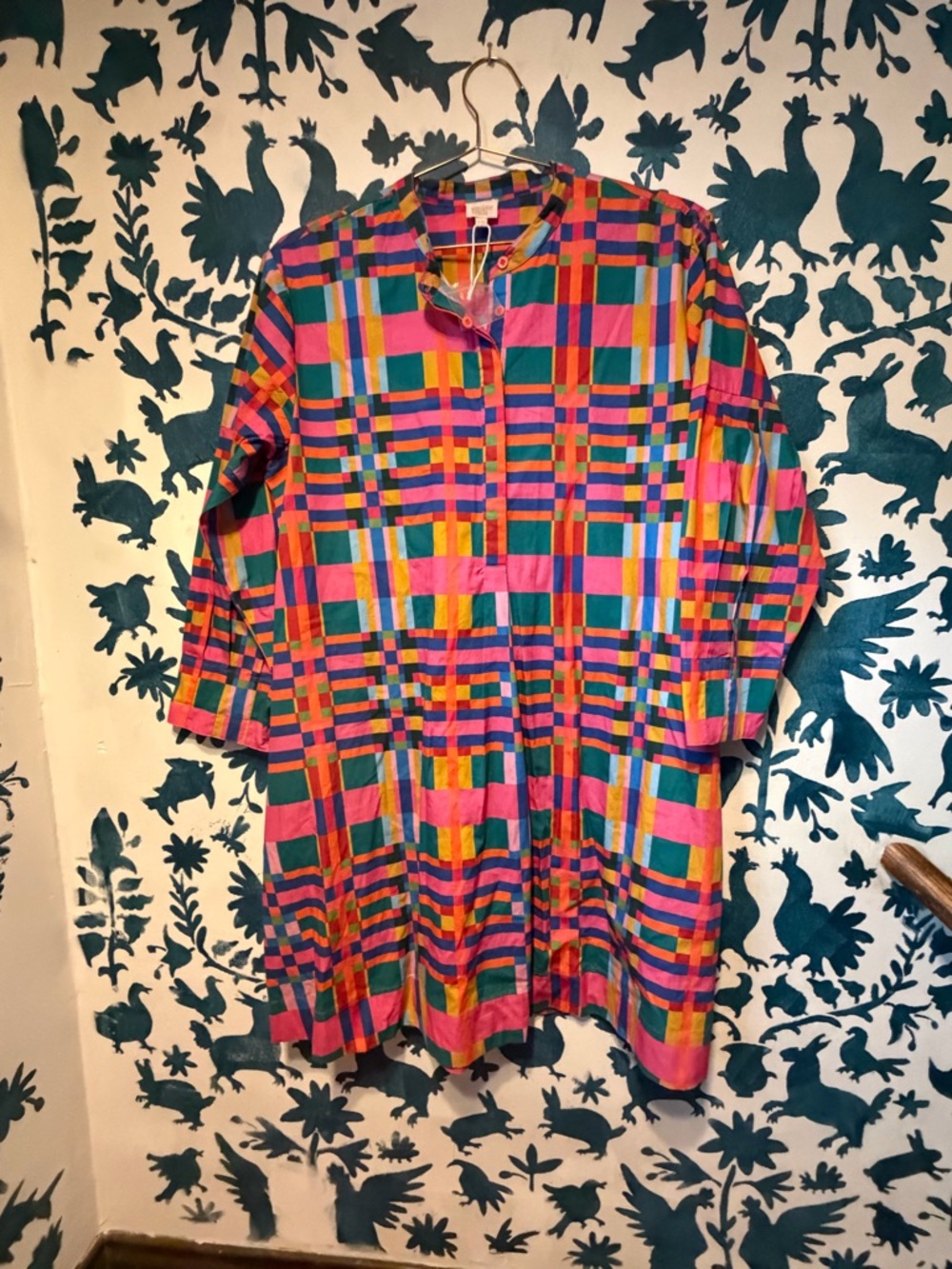 NWT Vibrant Multicolor Plaid Midi Dress